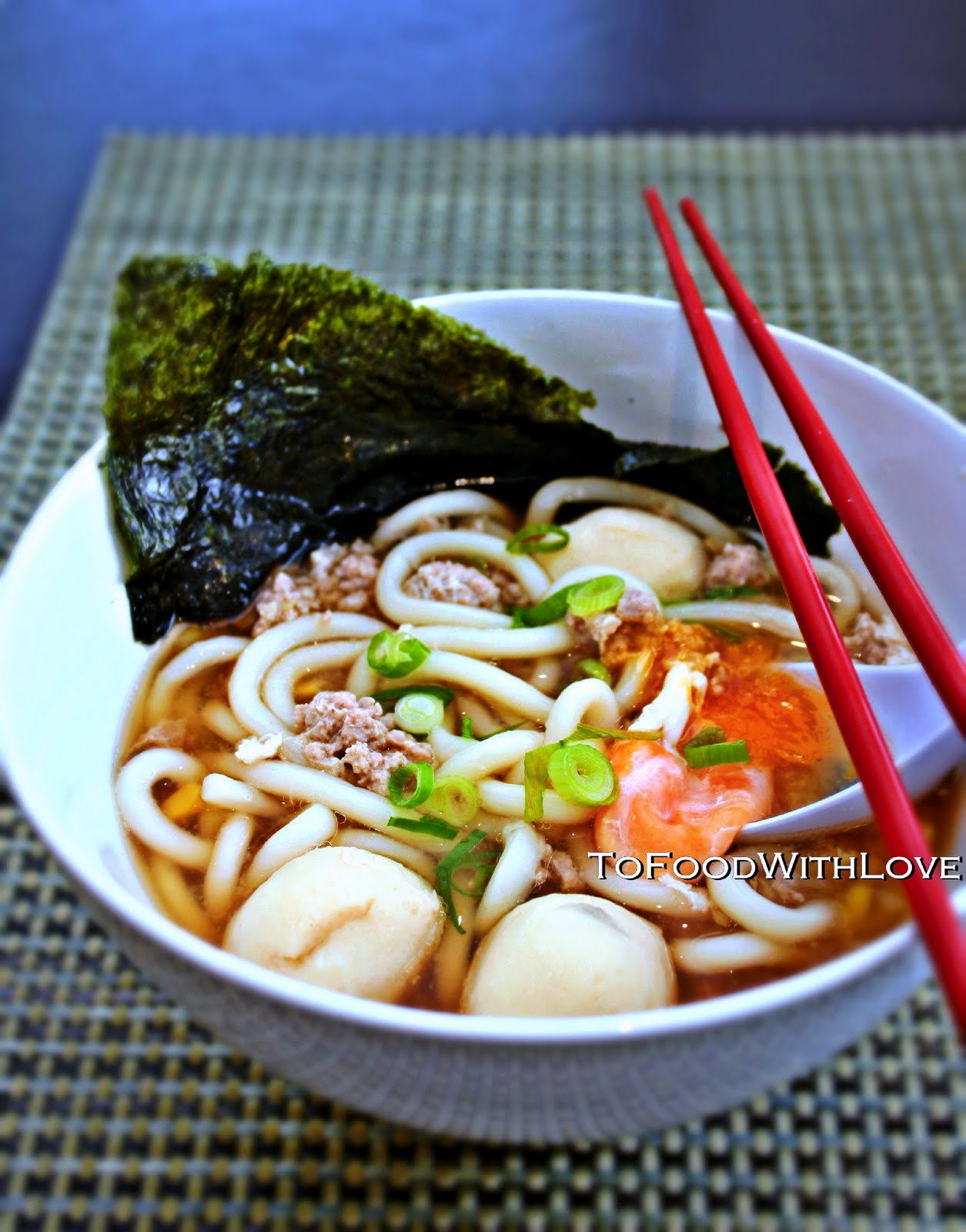 To Food with Love Quick and Easy Udon Noodles with Pork in Miso Broth