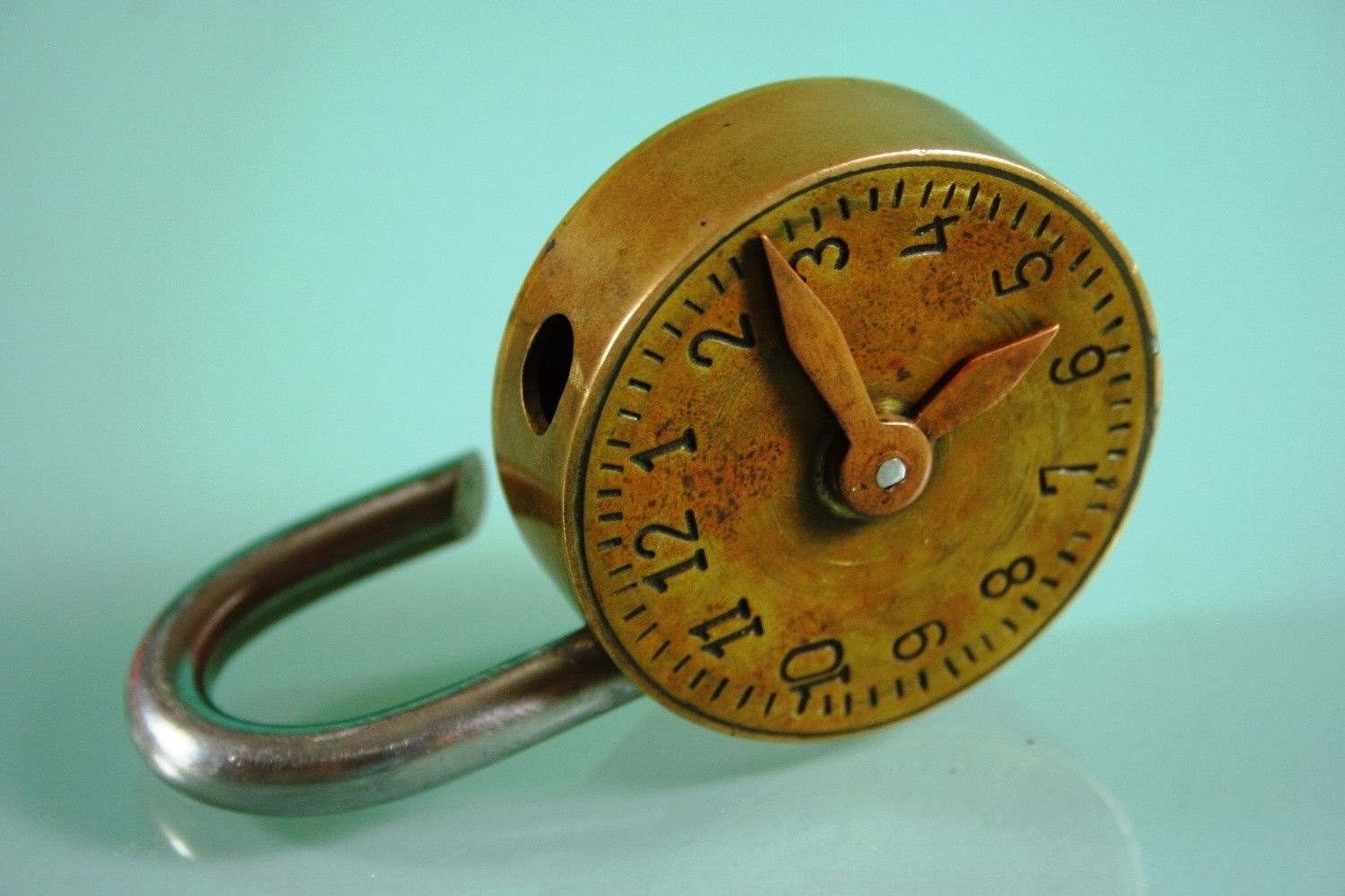 RestraintsBlog Antique Clock Face 2 Hands Combination Padlock, c.1900