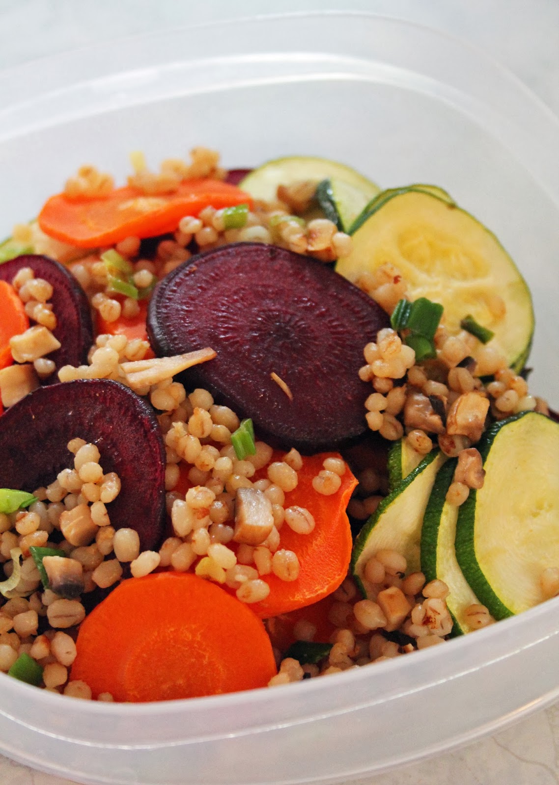 Jo and Sue Roasted Beets, Carrots, Zucchini With Stir Fried Barley