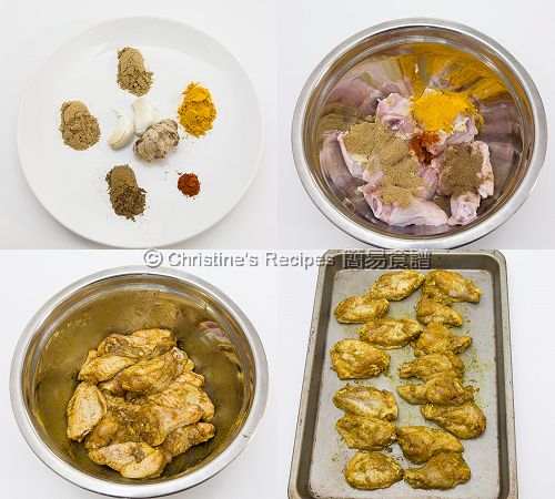 印度式焗雞翼製作圖 How To Make Indian Style Baked Chicken Wings