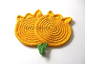 Crochet Coasters Yellow Tulips