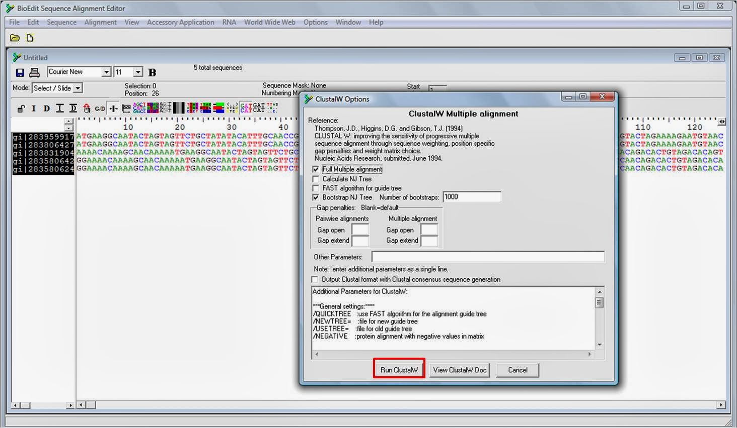 how to align sequences in bioedit