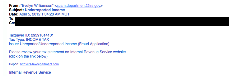 IRS phishing example