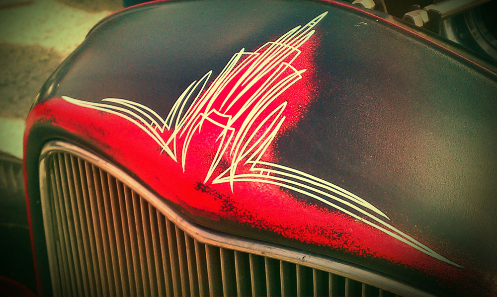 Along For The Ride Paint Me A Line / Pinstriping Hood Art