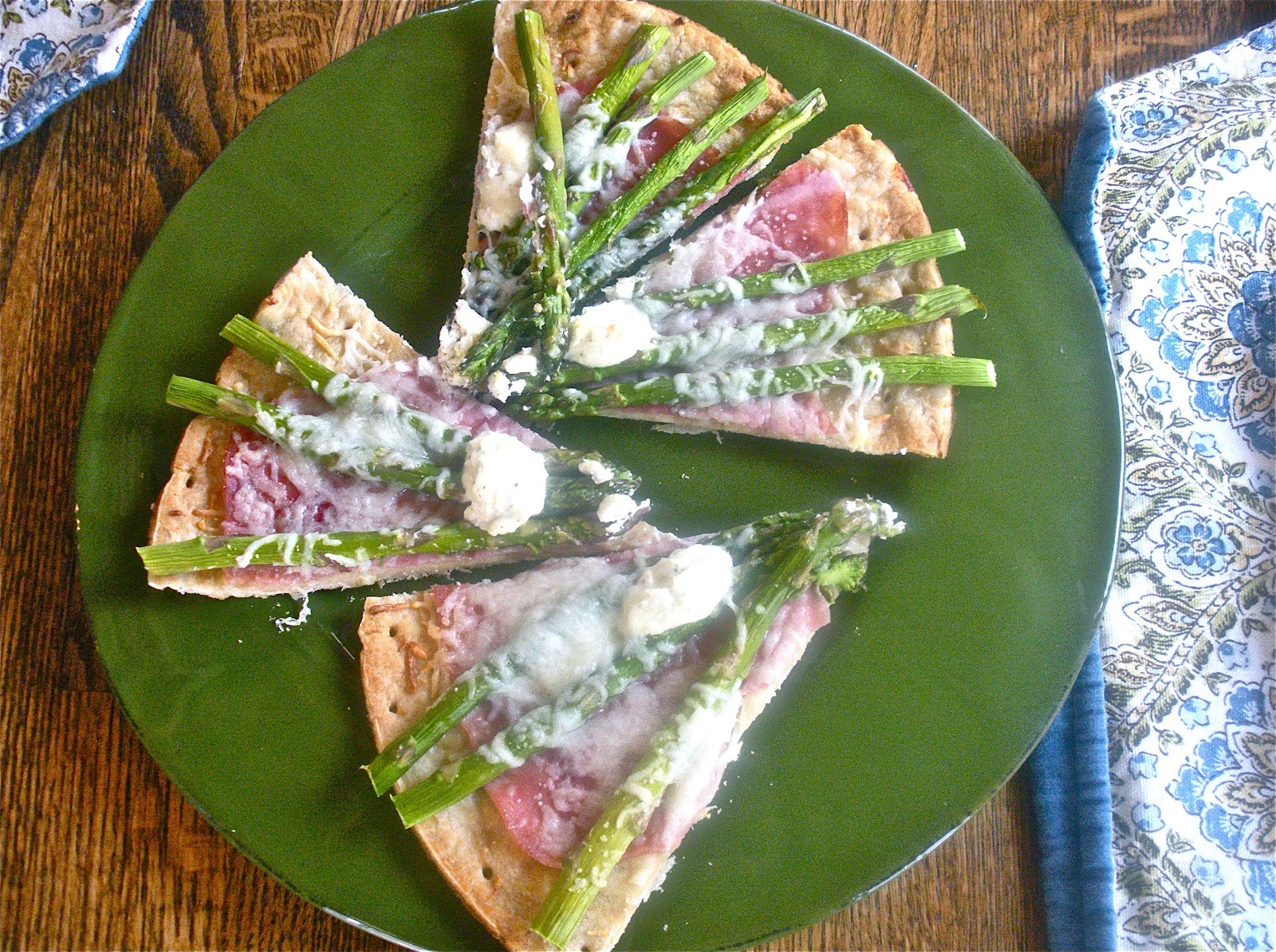 Asparagus Ham Goat Cheese Pizza