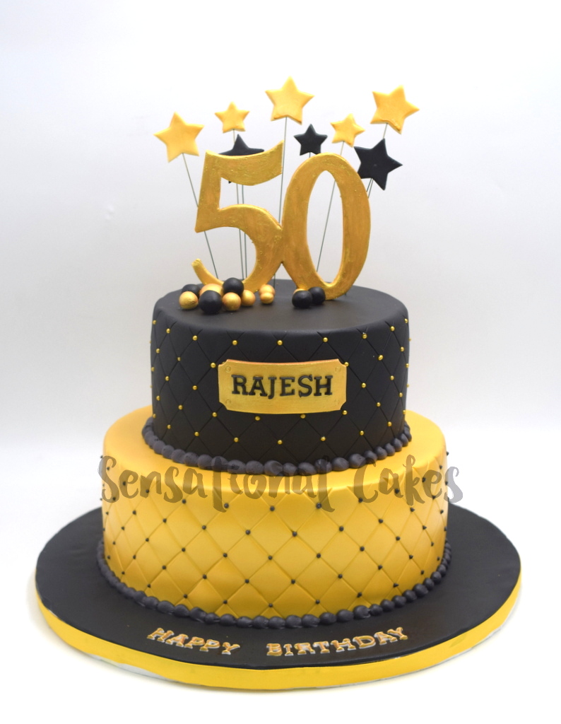 The Sensational Cakes: Black and Gold classic quilted design for 50th