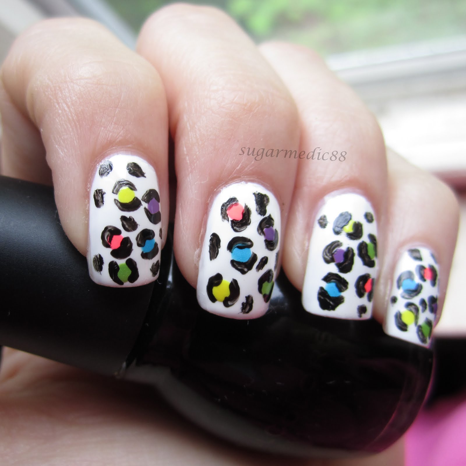 The Polished Medic: How To: 80s Neon/Bright Leopard Nails Tutorial