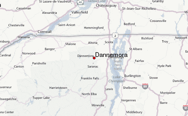 Map of Dannemora New York with Highlights