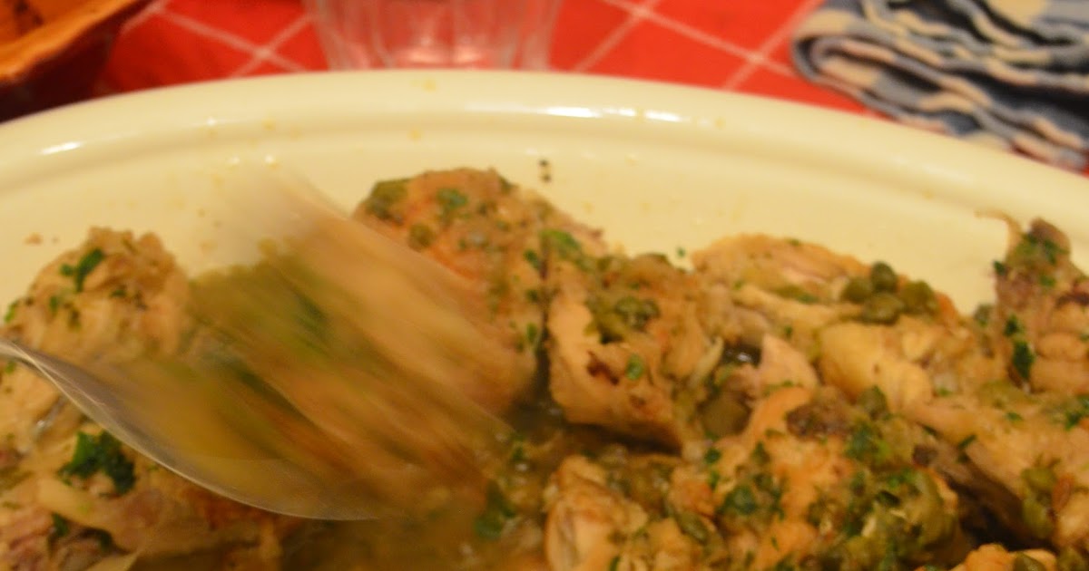amour fou(d) braised chicken with capers and parsley.