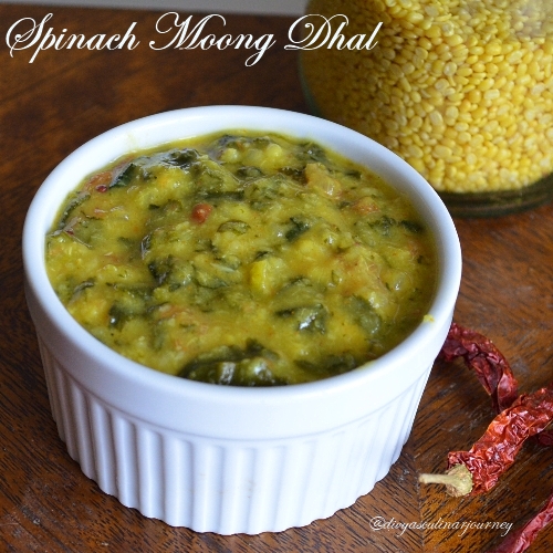 Divya's culinary journey Dal Palak Spinach Moong dhal