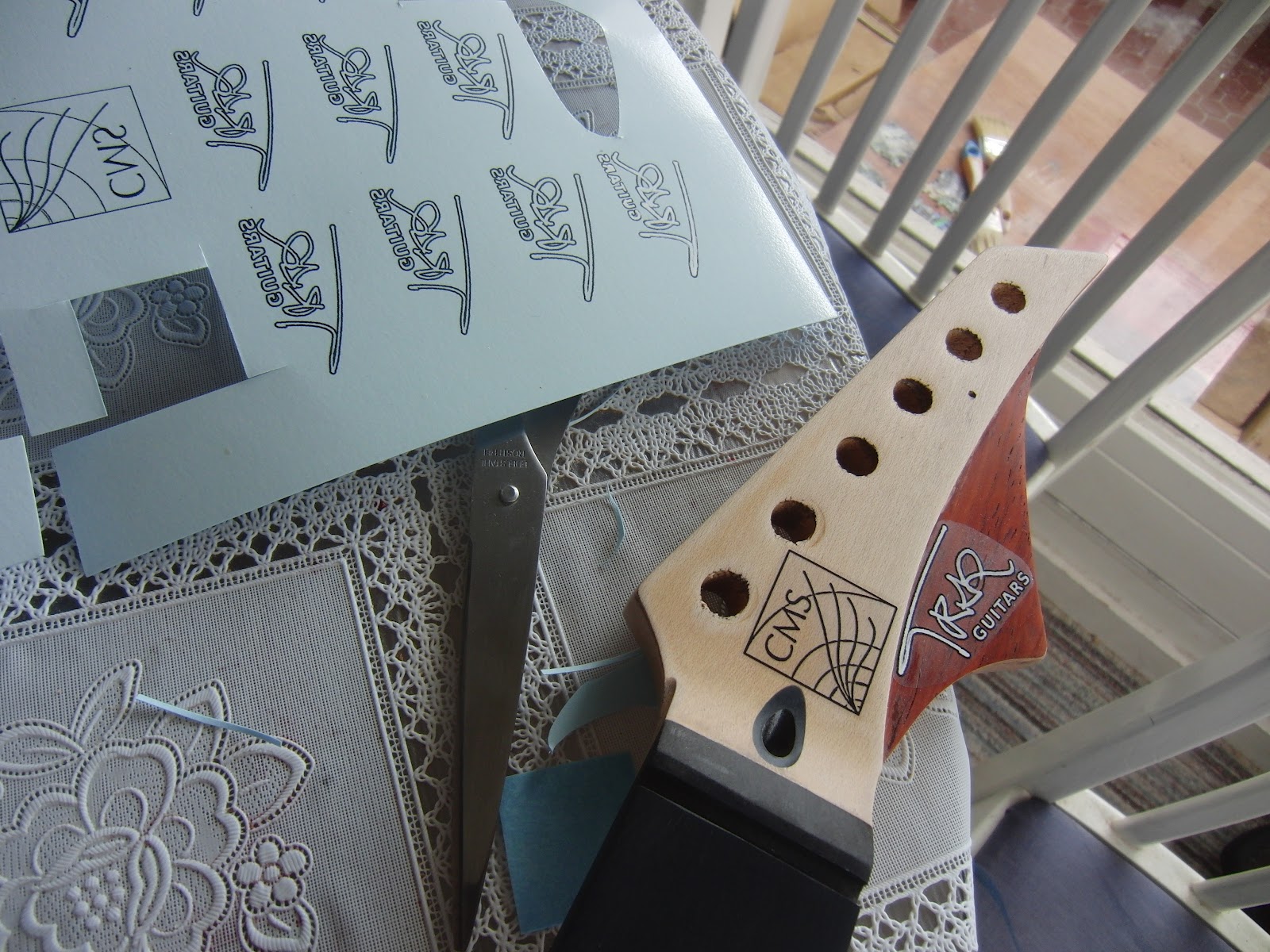 The CMS Guitar Headstock decals