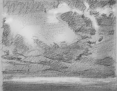 drawing, Cuds, beach, sky, water, atmospheric, Ma