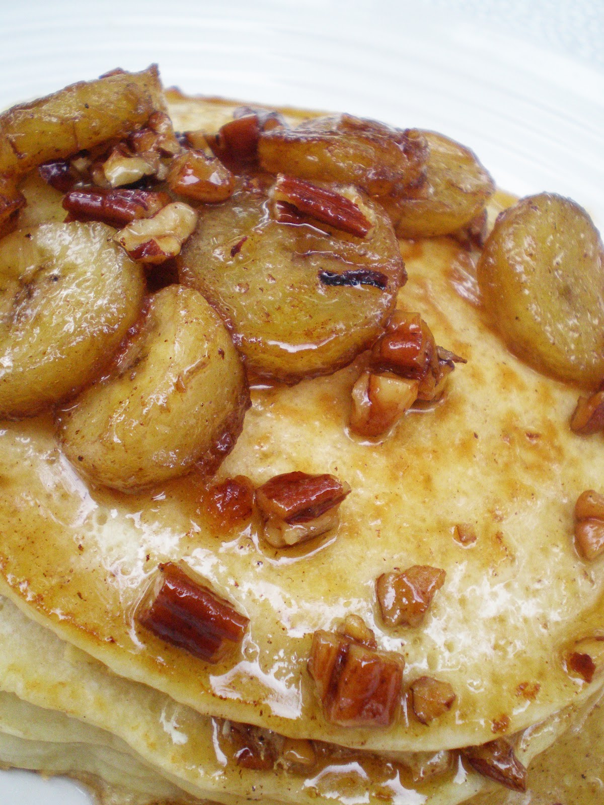 Doggie At The Dinner Table Ricotta Pancakes with Banana Butter Pecan Syrup