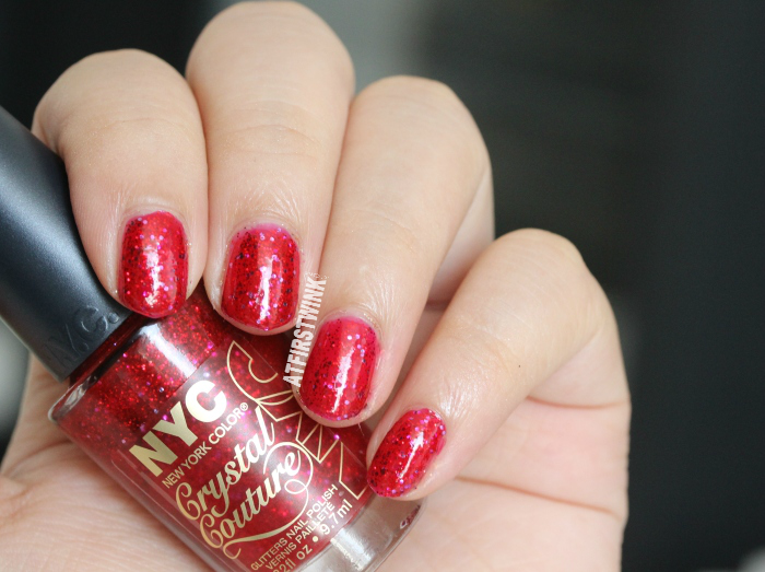NYC Crystal Couture glitters nail polish 012 - Ruby Queen swatch