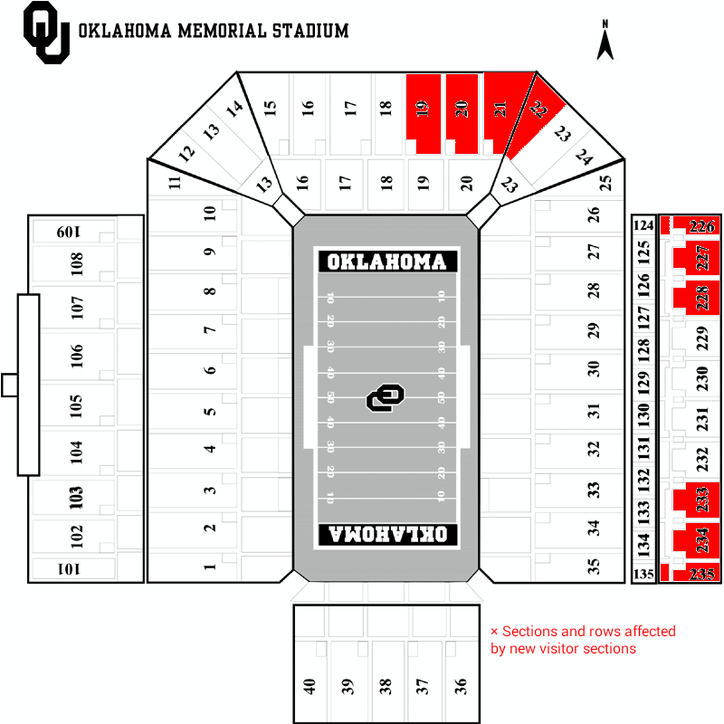 Oklahoma Memorial Stadium Seating Chart With Rows