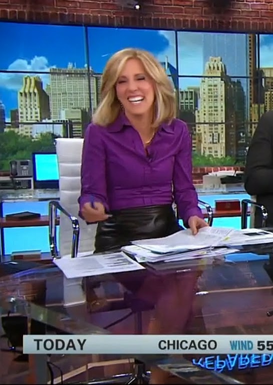 Ladies in Satin Blouses: Alisyn Camerota - purple blouse & leather skirt