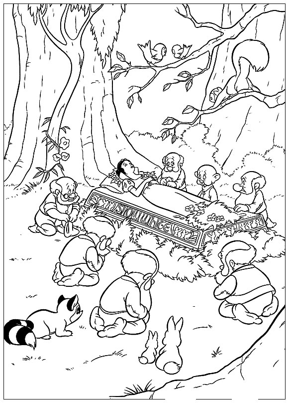Kids Under 7: Snow White and the Seven Dwarfs Coloring Pages. Part 1