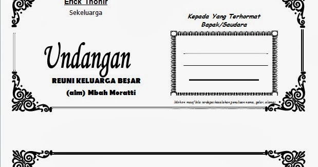 Catatan Ringan Dalam Perjalanan Contoh Undangan Reuni
