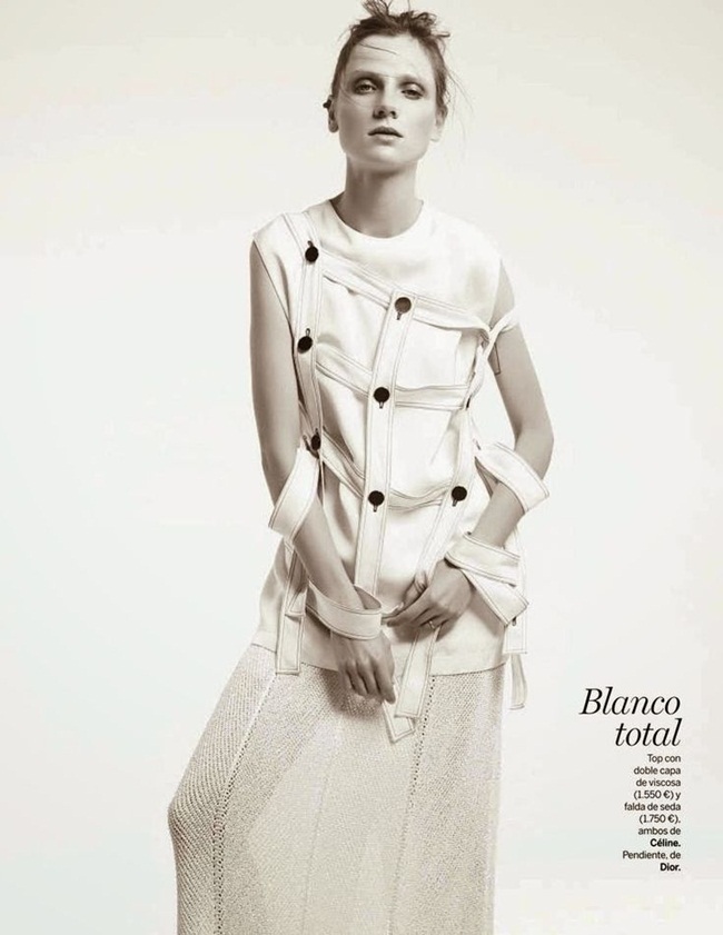 Céline 2015 SS Double Layer Cage Top in Off White Viscose Faille Editorials