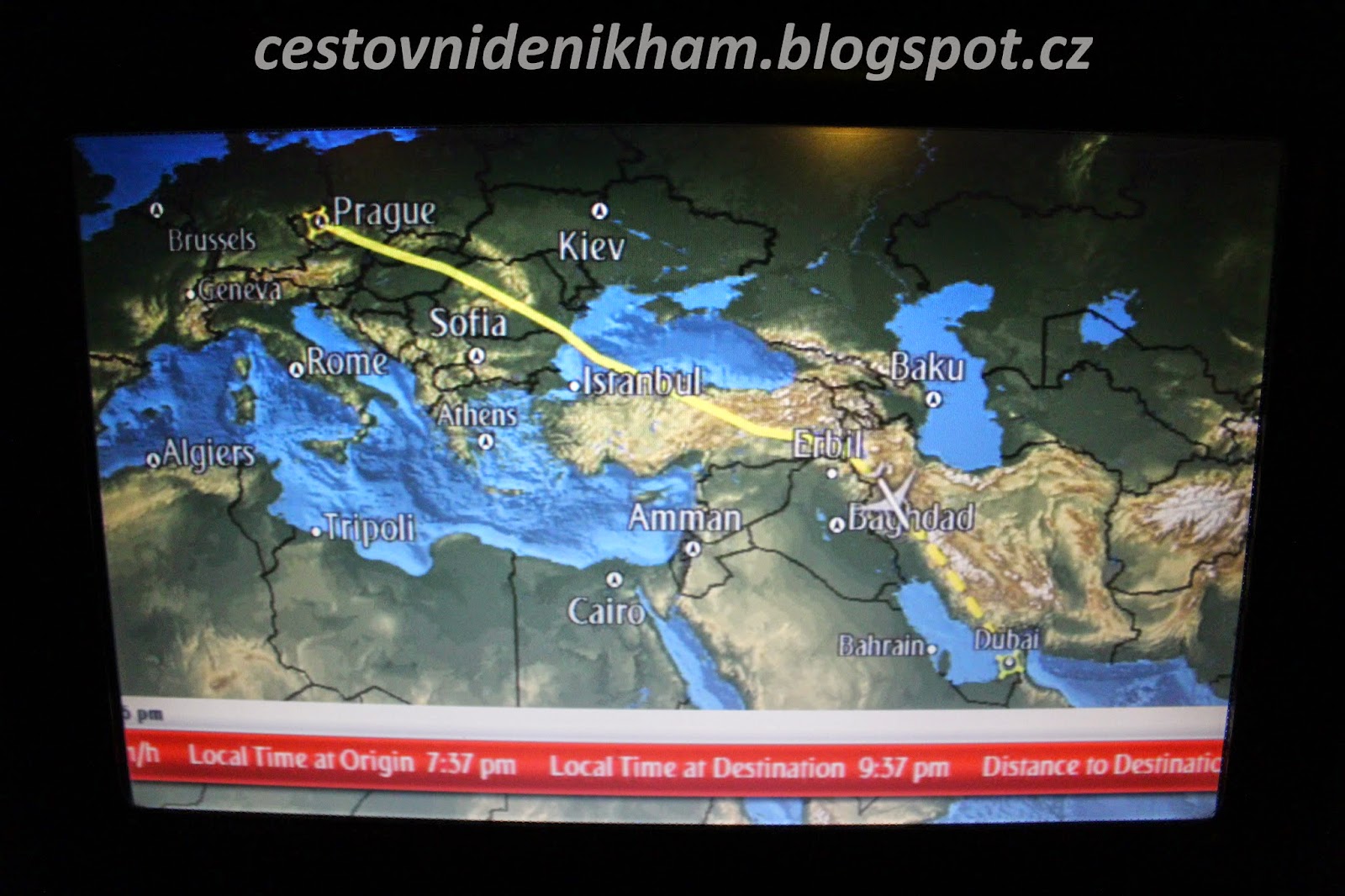 mapa naší cesty a map of our journey