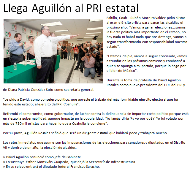 Llega Agullon al PRI estatal