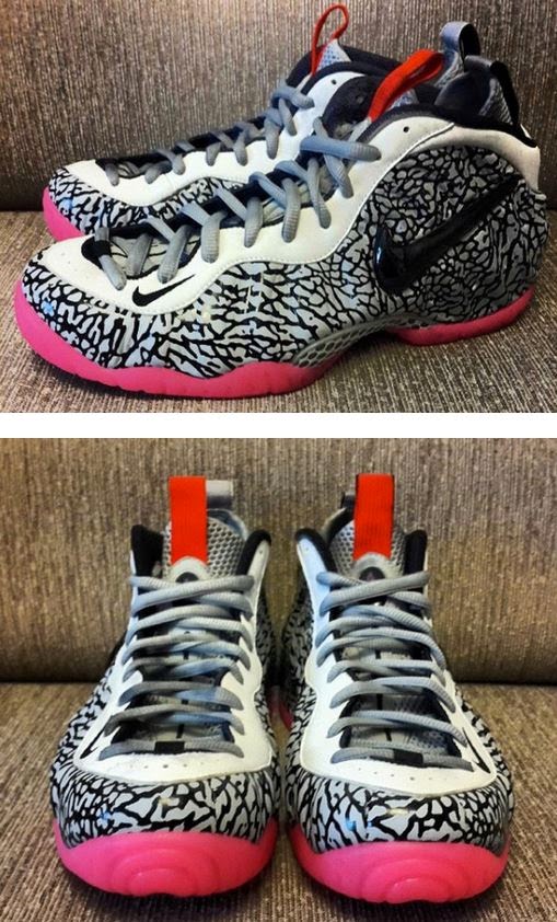 THE SNEAKER ADDICT Nike Air Foamposite Pro Grey "Elephant Print" Pink