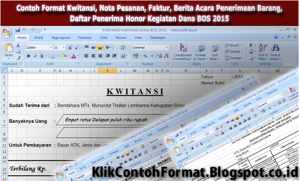 Download Unduh Contoh Format Kwitansi Nota Pesanan Faktur