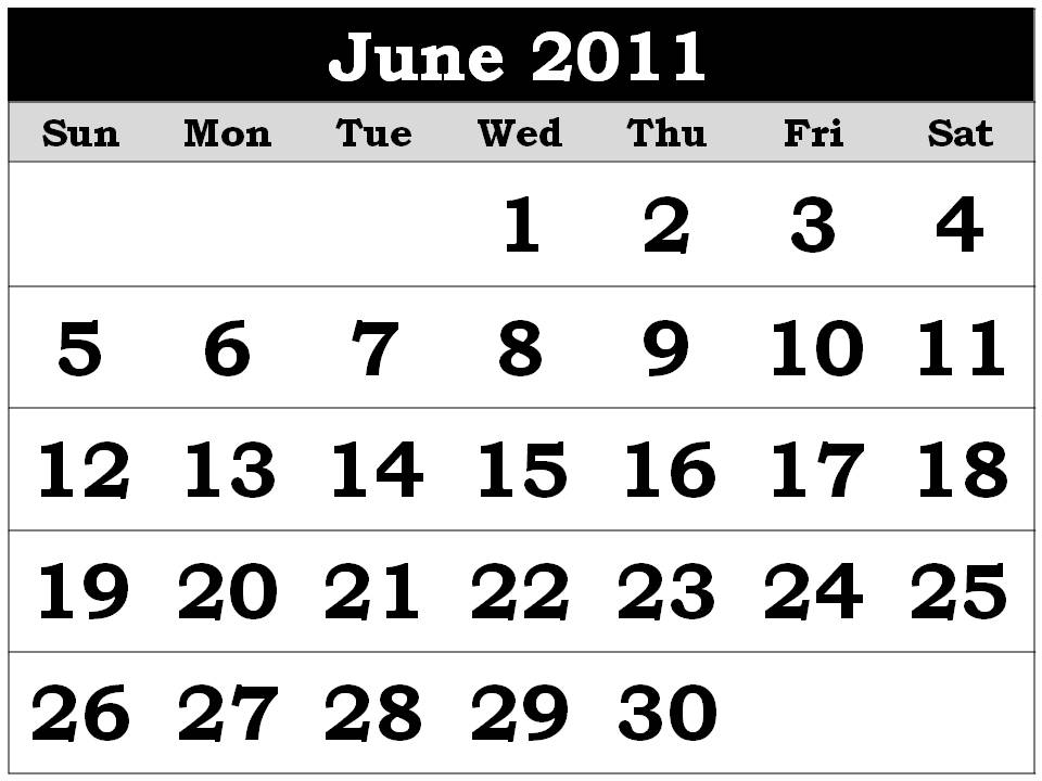 2011 Calendar June. Monthly 2011 Calendar June