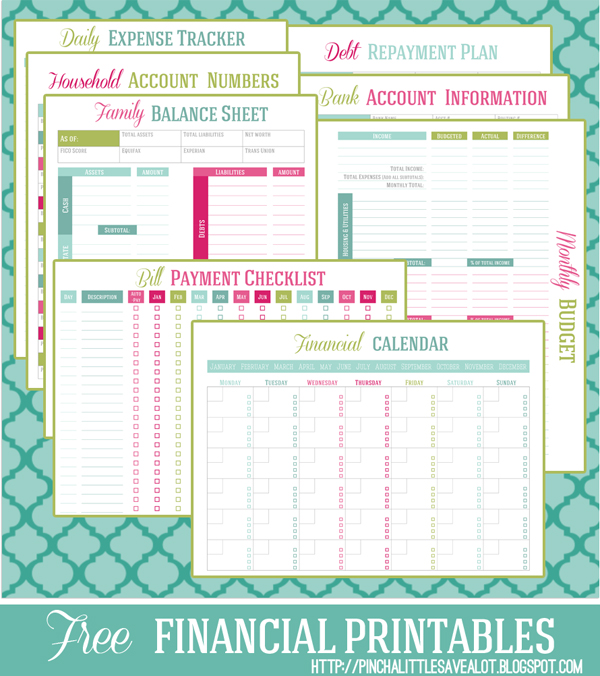 Free budget printables from pinch a little save a lot