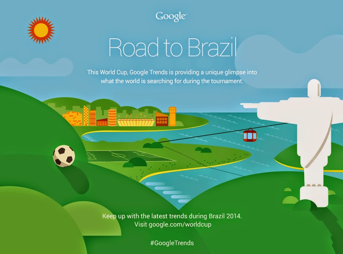 Locandina sulla coppa mondiale di Brasile e il progetto di Google Trends