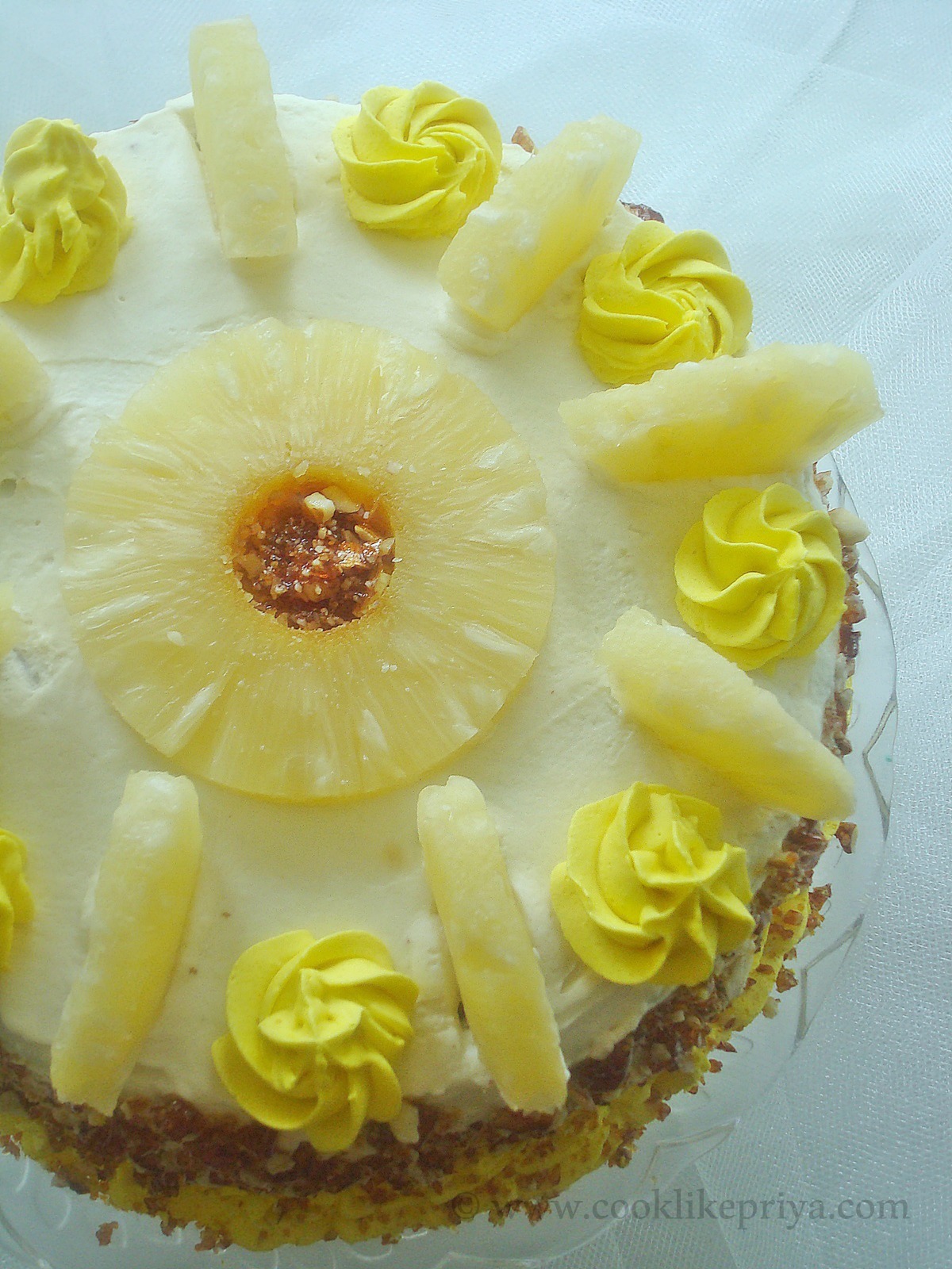 Cook like Priya Pineapple Gateau Pineapple Fresh cream layer cake Fatless Sponge for