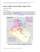 Detailed map of territorial control in Iraq in August 2014, including cities and countryside held by the Islamic State (ISIS, ISIL) and the Kurdistan Peshmerga.
