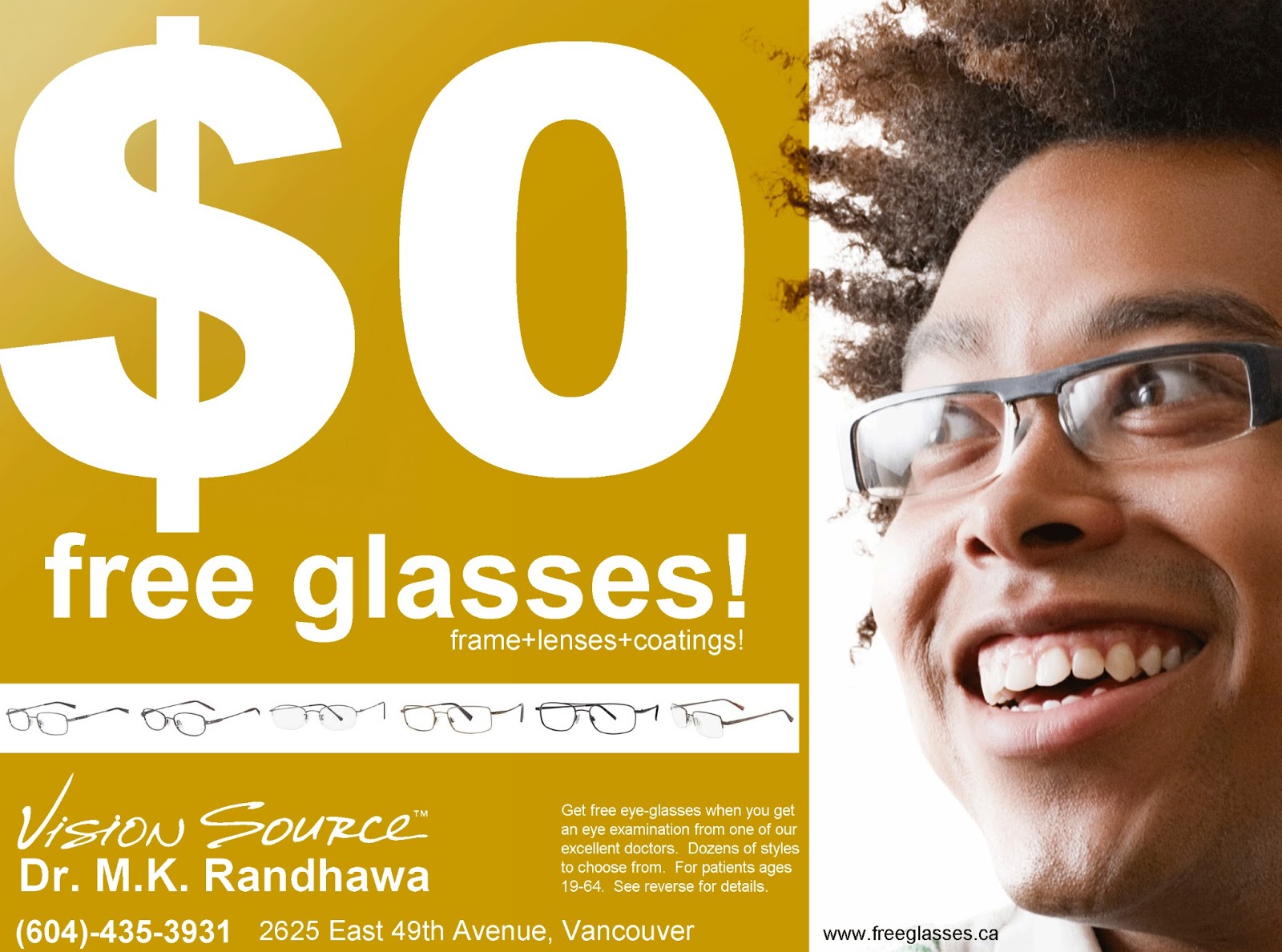 Free eyeglasses with your eye exam in Vancouver, BC the only everyday