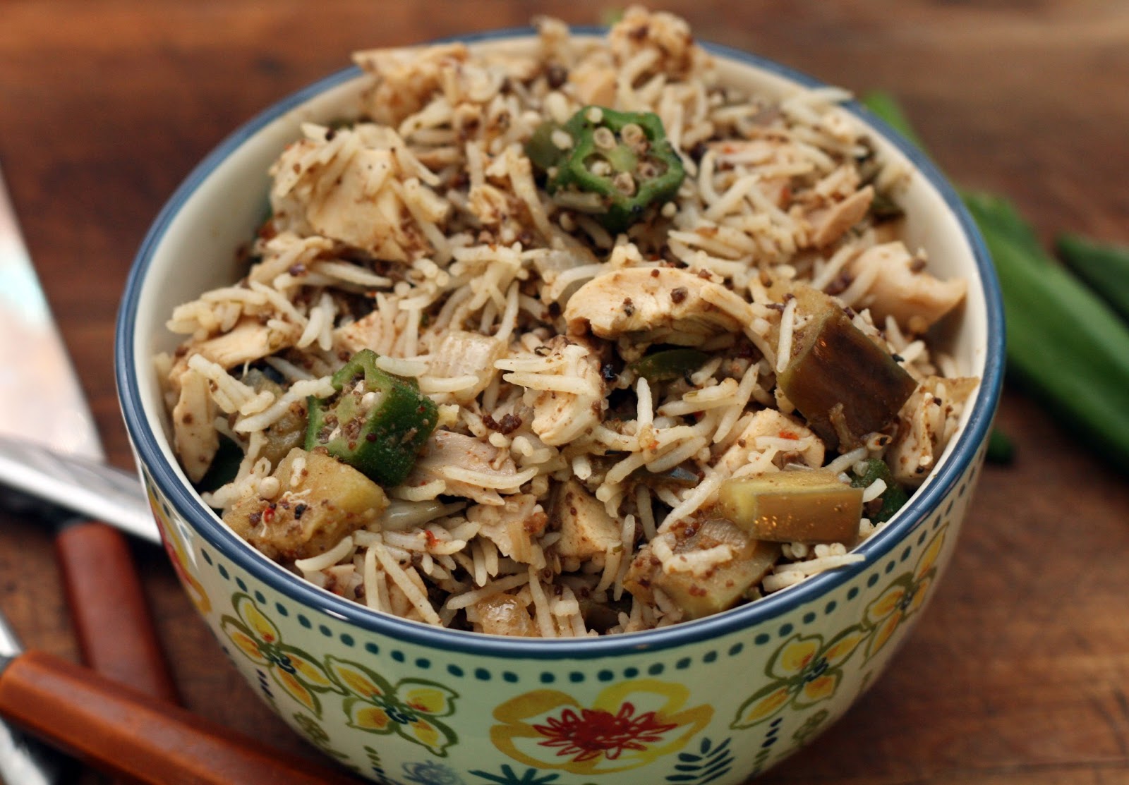 Recipes by Rachel Rappaport Eggplant, Chicken and Okra Dirty Rice Skillet