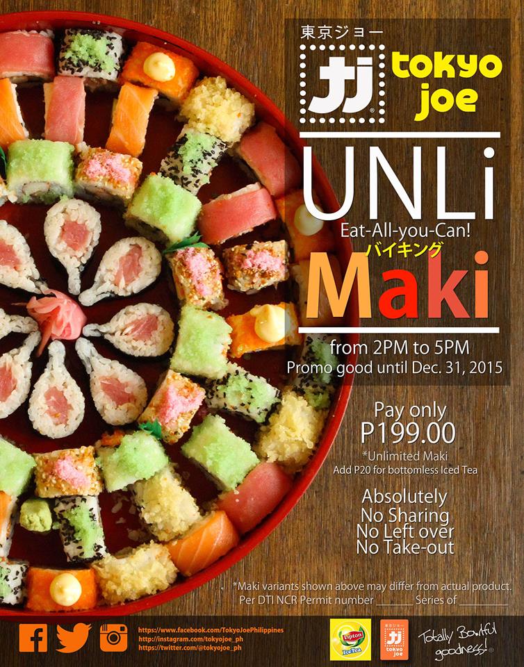 Tokyo Joe Unlimited Maki until Dec 31 2015 Pamurahan Your Ultimate