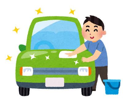 洗車をしている男性のイラスト