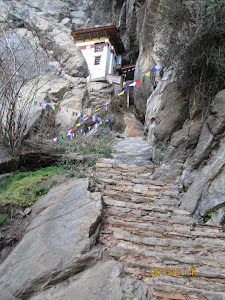 Rock-cut stairways is the final ascent or descent to Taktsang Monastery(Tigers Nest)..