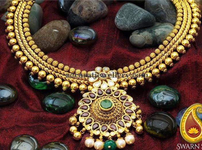 Choker Embellished with Gold Balls Jewellery Designs