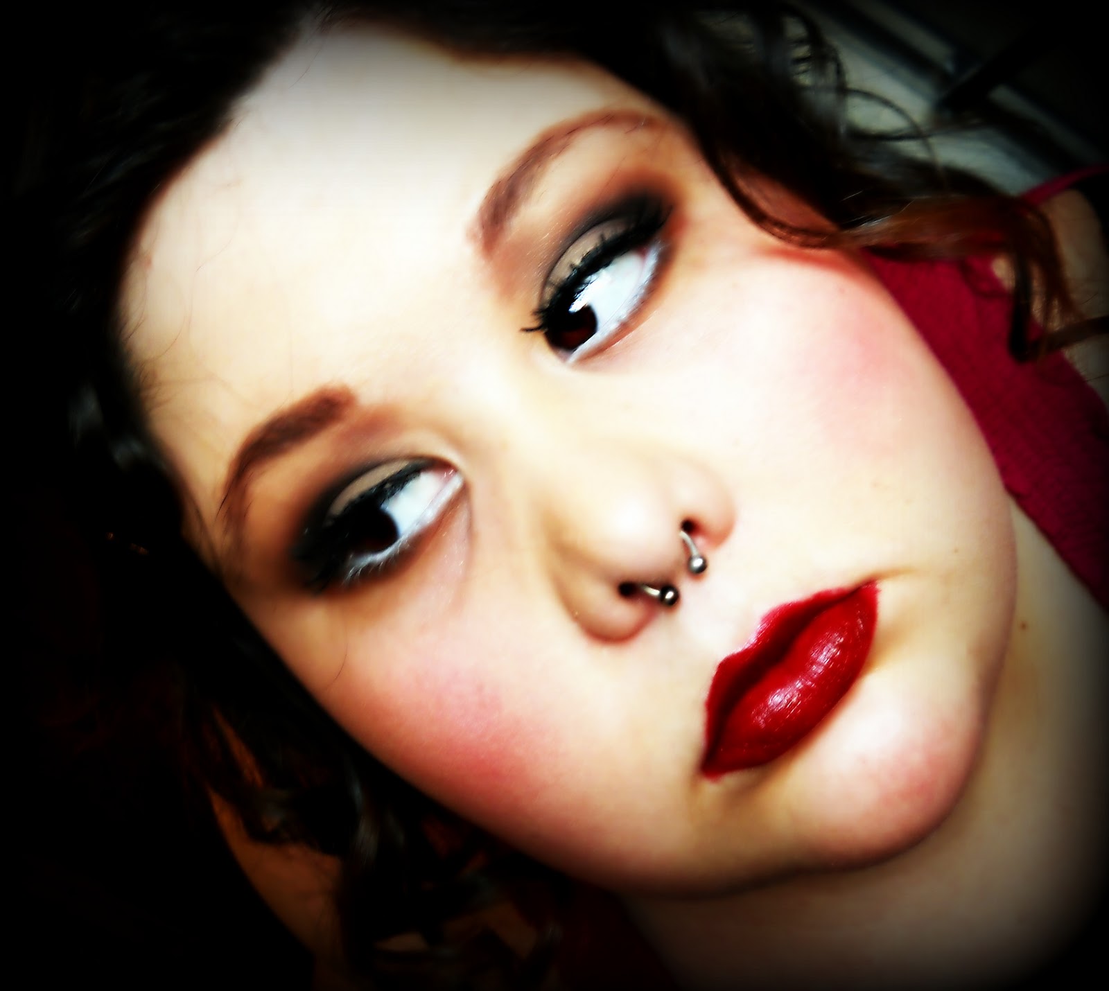 crimson lipstick