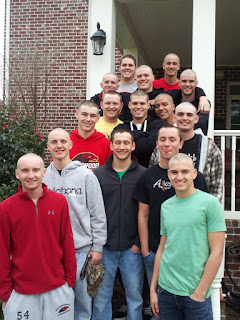 Friends of Sean Karl shave their heads as a symbol of love and support while he undergoes chemotherapy.