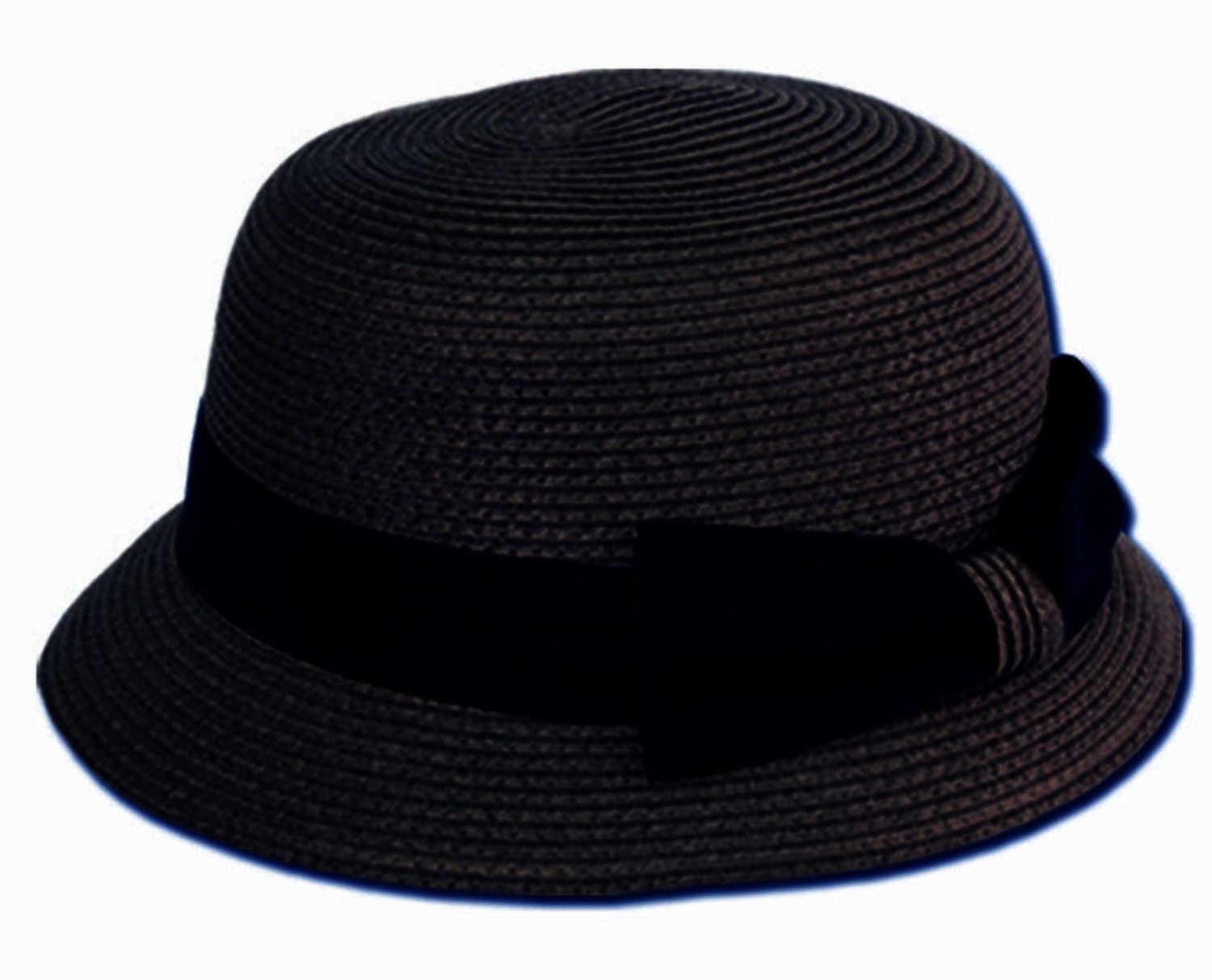 Womens 100 Paper Straw Ribbon Bow Accent Cloche Bucket Bell Summer Hat