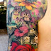 Humming bird,butterfly and flower tattoo on whole sleeve