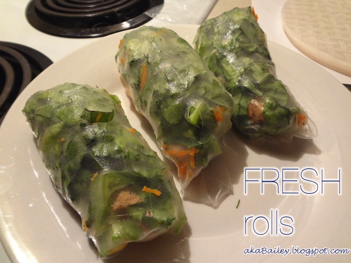 aka Bailey Making Fresh Rolls with Peanut Sauce at Home