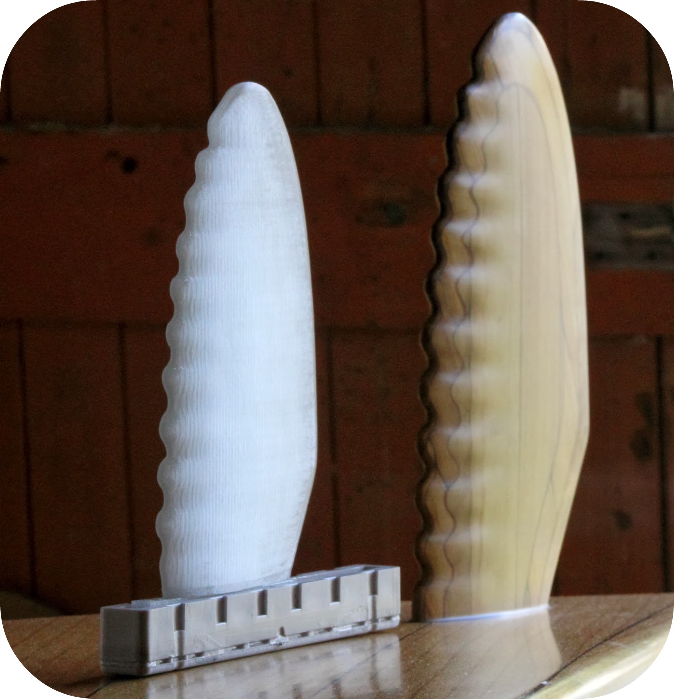 Bumpy leading edge foils... from hand shaped wood to 3d printed