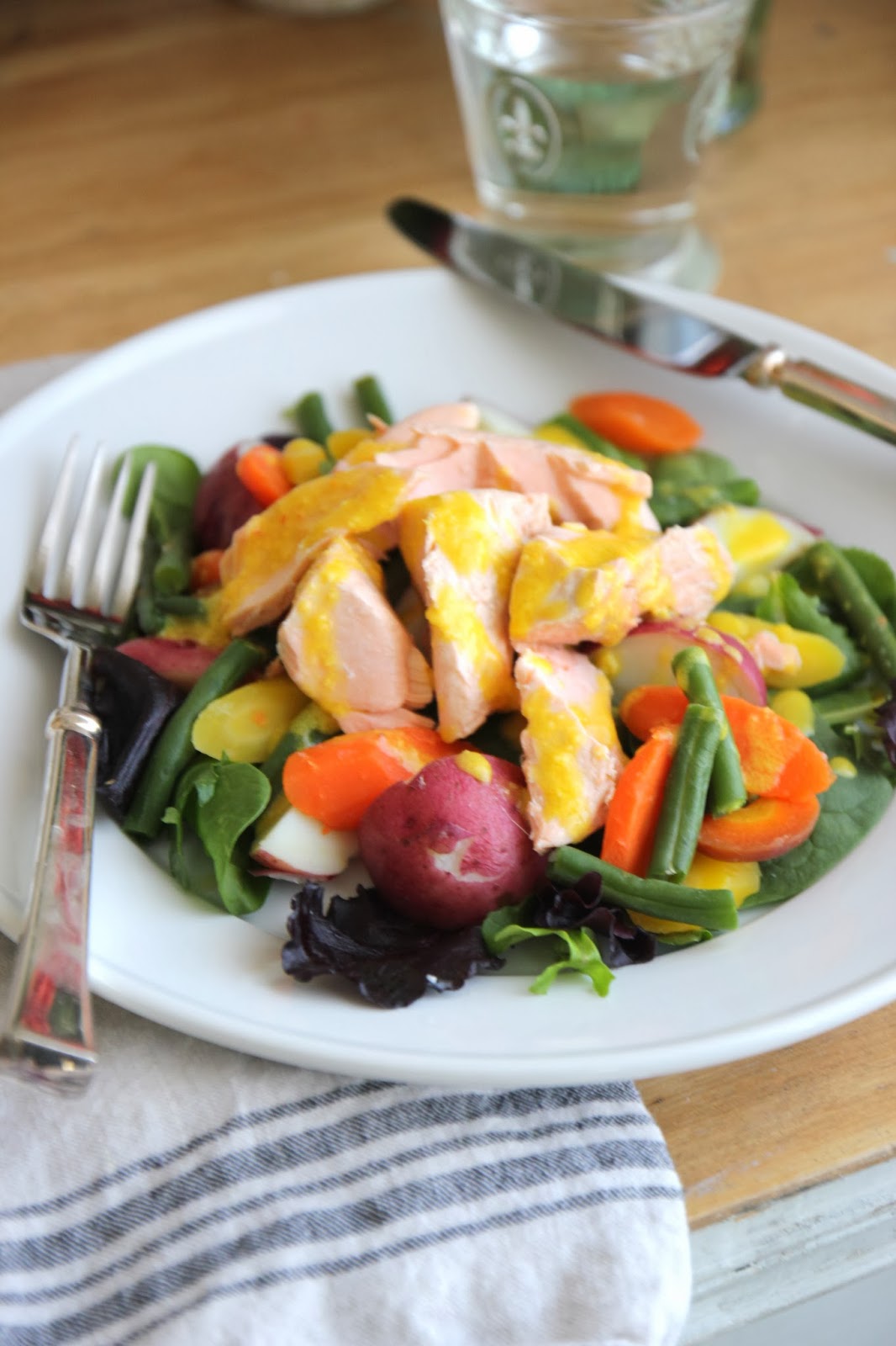 Jenny Steffens Hobick Poached Salmon & Vegetables with a Lemon Garlic