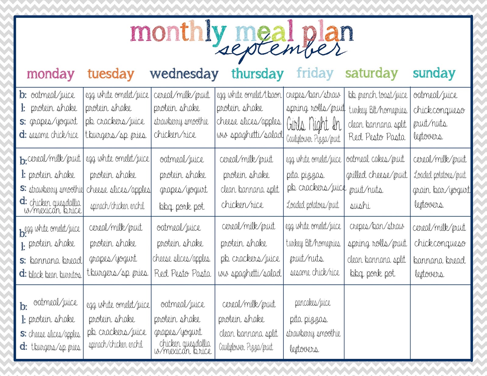 6 month meal plan to lose weight