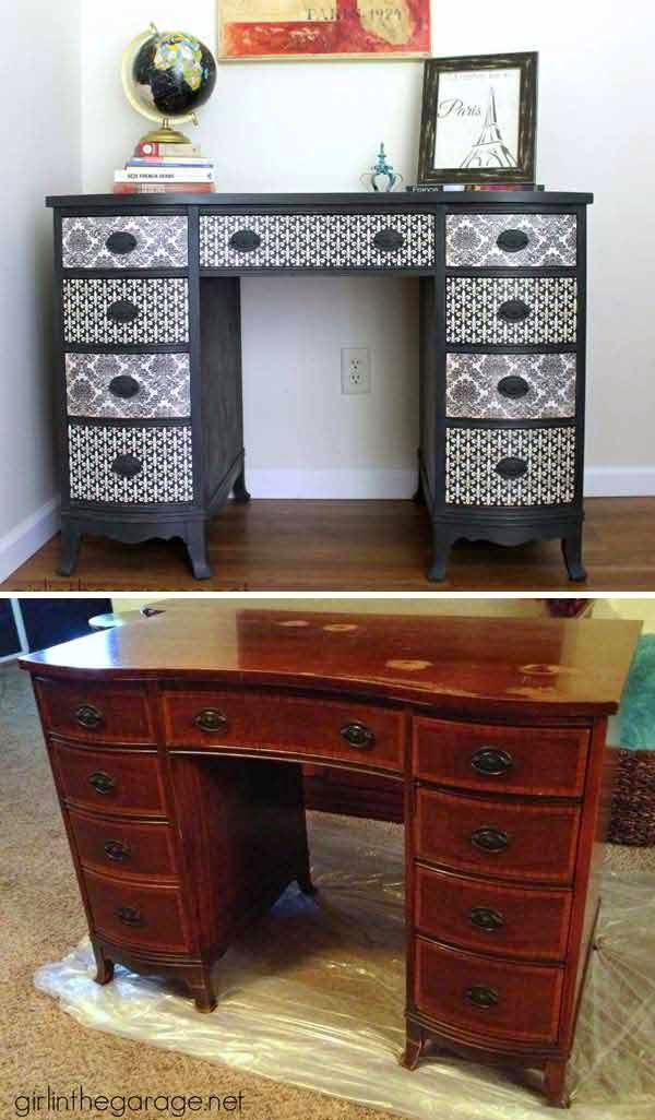 25 Cool DIY Furniture Makeovers with Wallpaper Do it yourself ideas