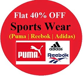 Flat 40% Off on Puma, Adidas, Reebok T-Shirts, Track Pants, Shorts, Sweaters (Limited Period Offer)