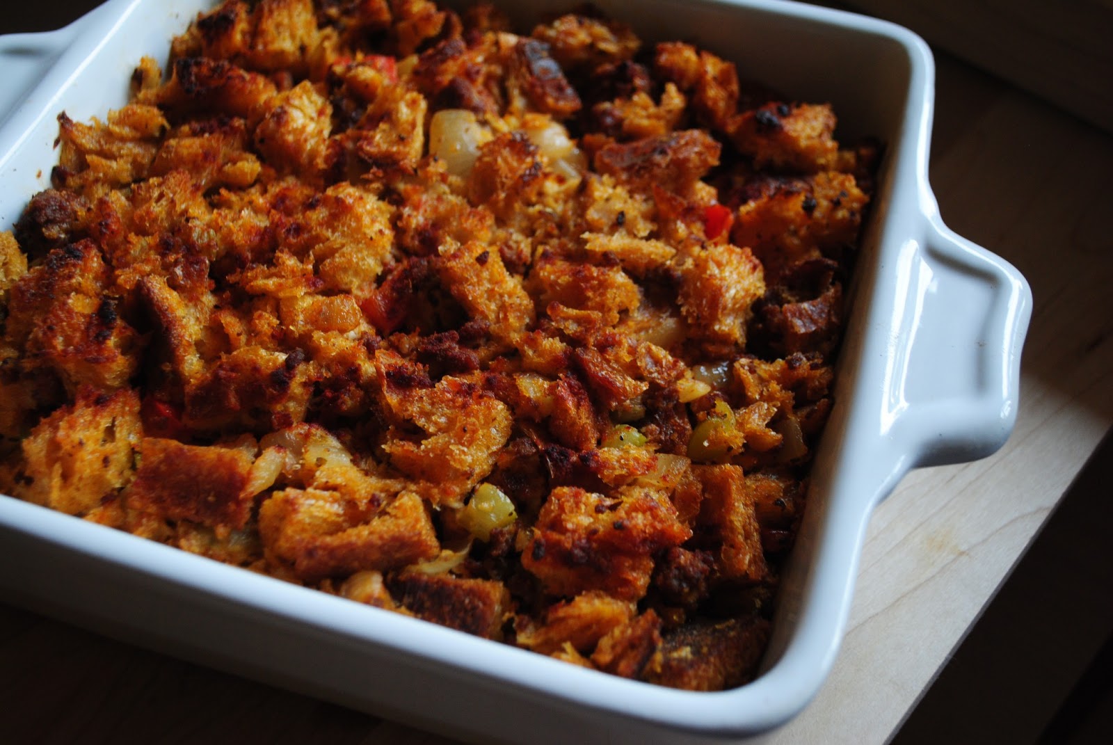 Winter Side Dish Chorizo Stuffing The Enchanted Spoon