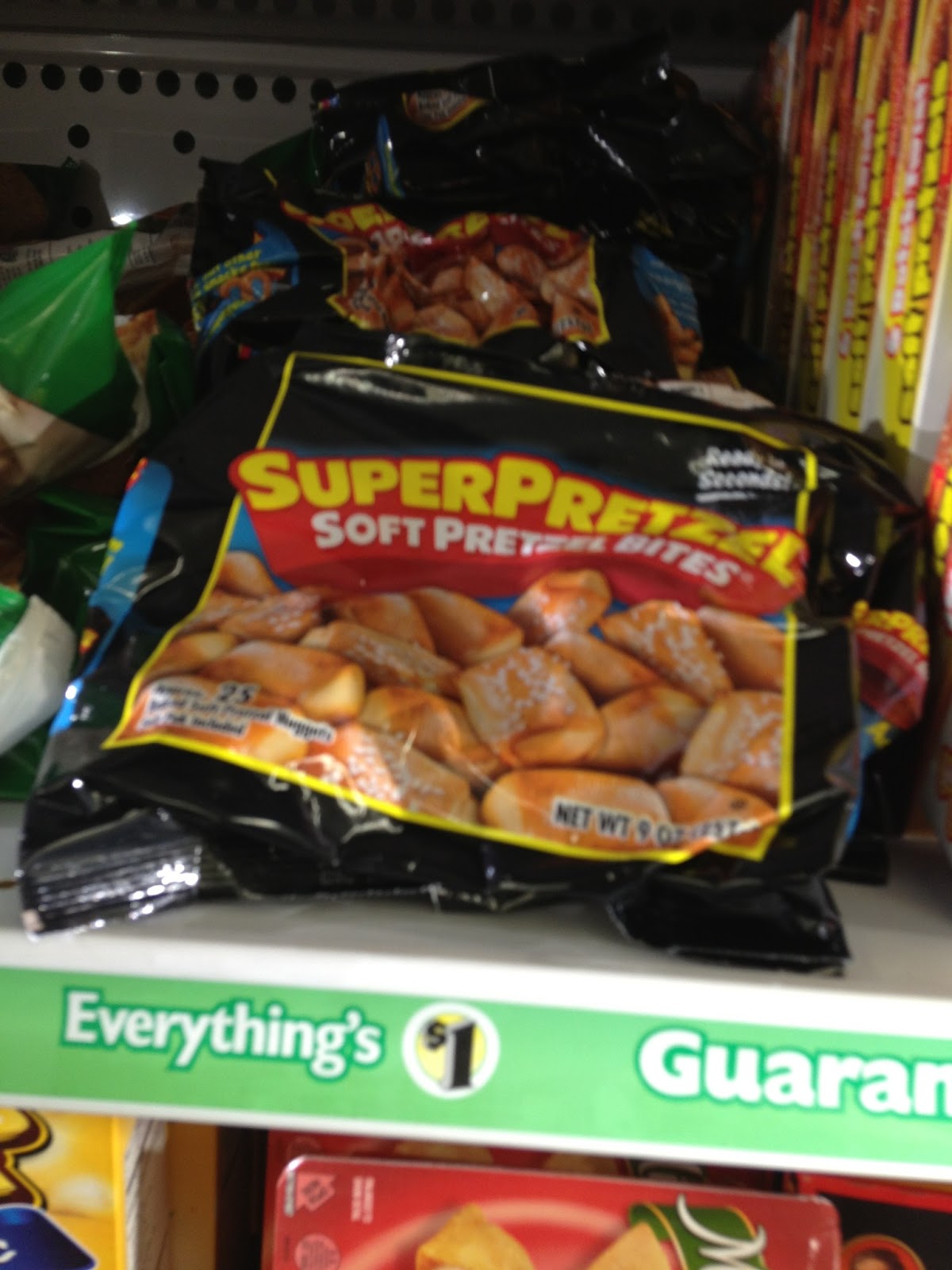 Daddy aves The Bank FREE Bag of Super Pretzels at Dollar Tree